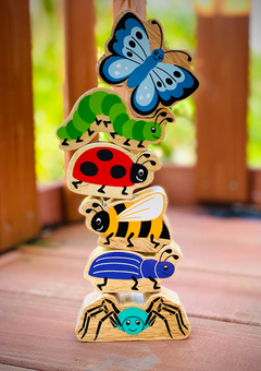 Set of 6 wooden toy insects