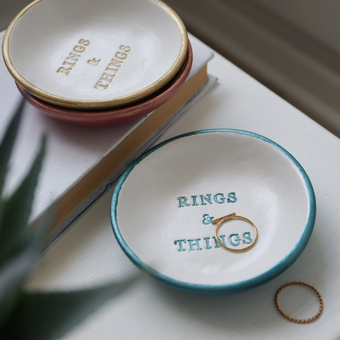 Teal rings and things trinket dish