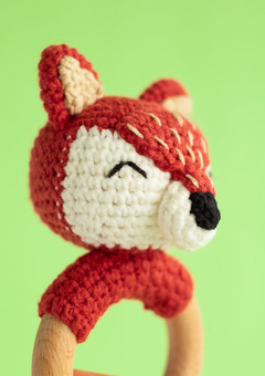 colourful fox crochet baby teether