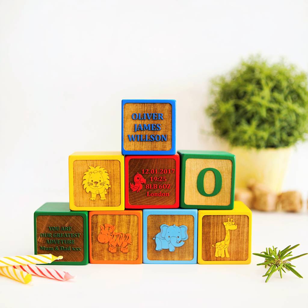 Safari Personalised Wooden Blocks  