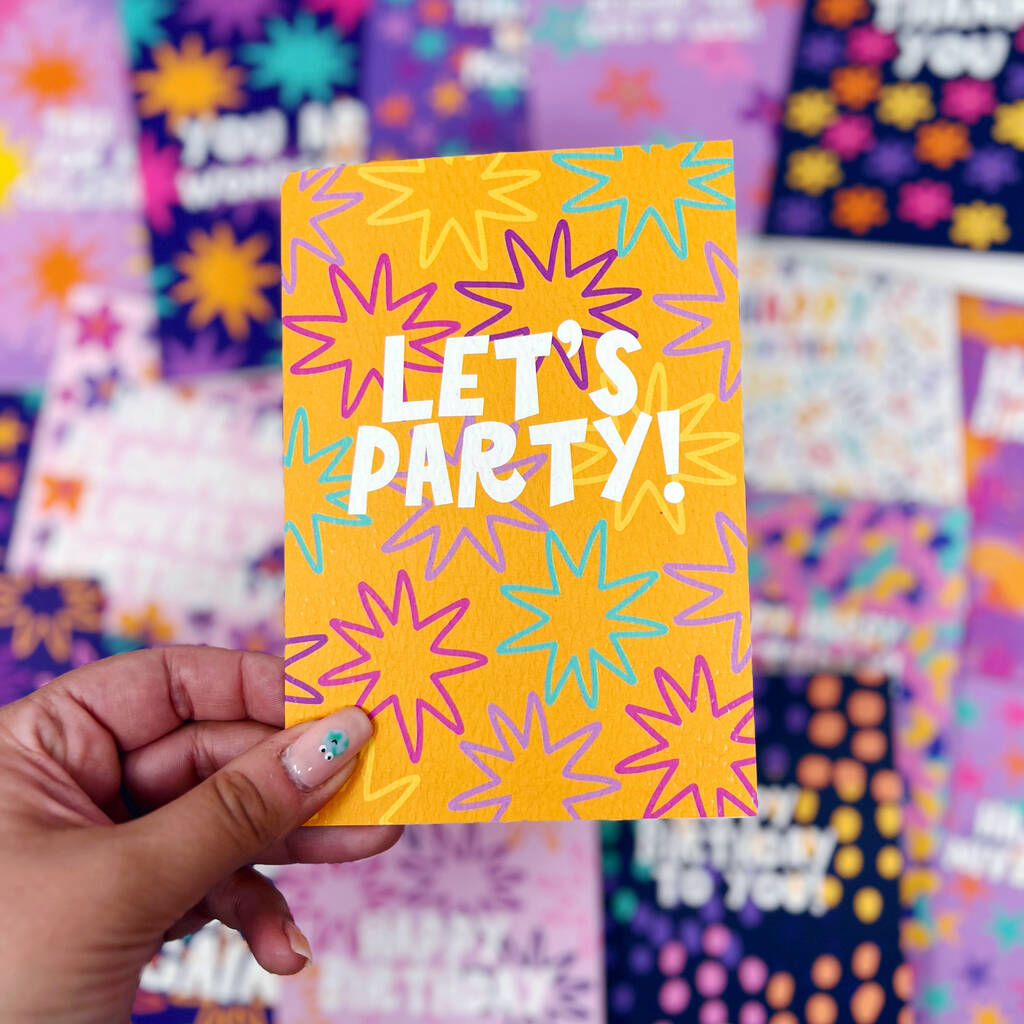 Colourful 'Let's Party!' Birthday Celebration Card