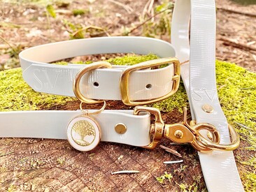 dog collar, dog lead, vegan dog accessories, snovargar dog accessories, dog wedding collar, tree of life pendant, dog tag
