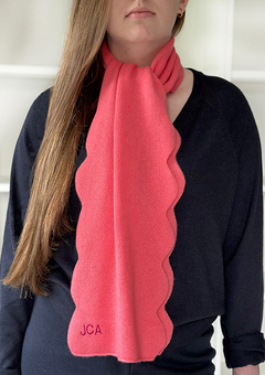 Handmade 100% cashmere scallop scarf with personalisation