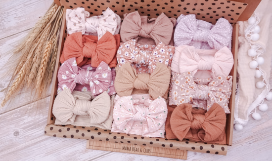 Baby girl bows & headbands neutral colours