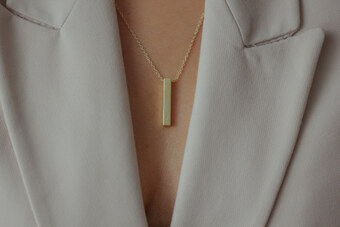 Necklace with handstamped long bar