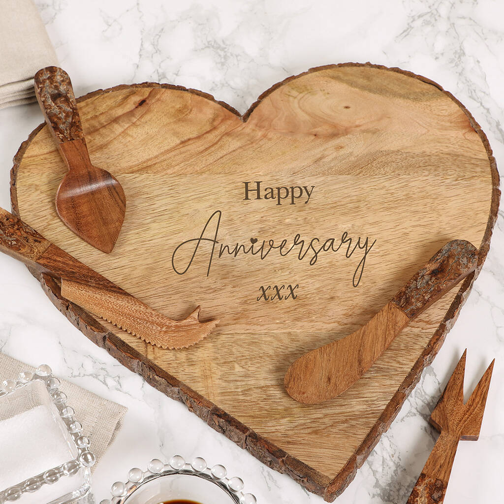 Personalised Wooden Heart Cheese Board