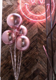 Rose gold birthday party balloons delivered