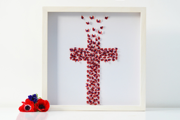 This Remembrance Poppy Cross is handmade from butterflies I craeted with poppy design wings
