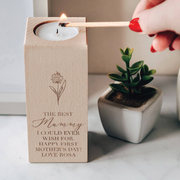 wooden candle holder for mum