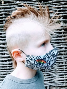 child's face mask, rainbow detail