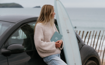 Surf journal by a Cornish beach