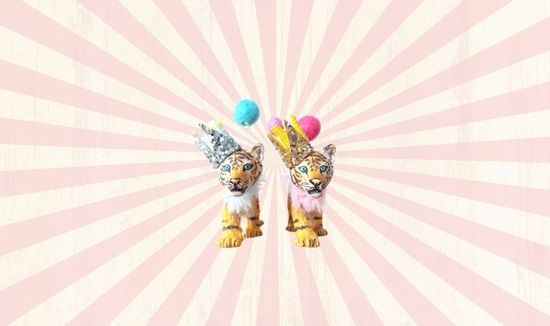 Zippitysstudio image featuring two tiger cub party animal cake toppers