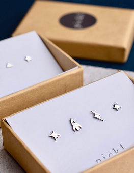 Handmade Sterling Silver Space Themed Multipack of Earrings.