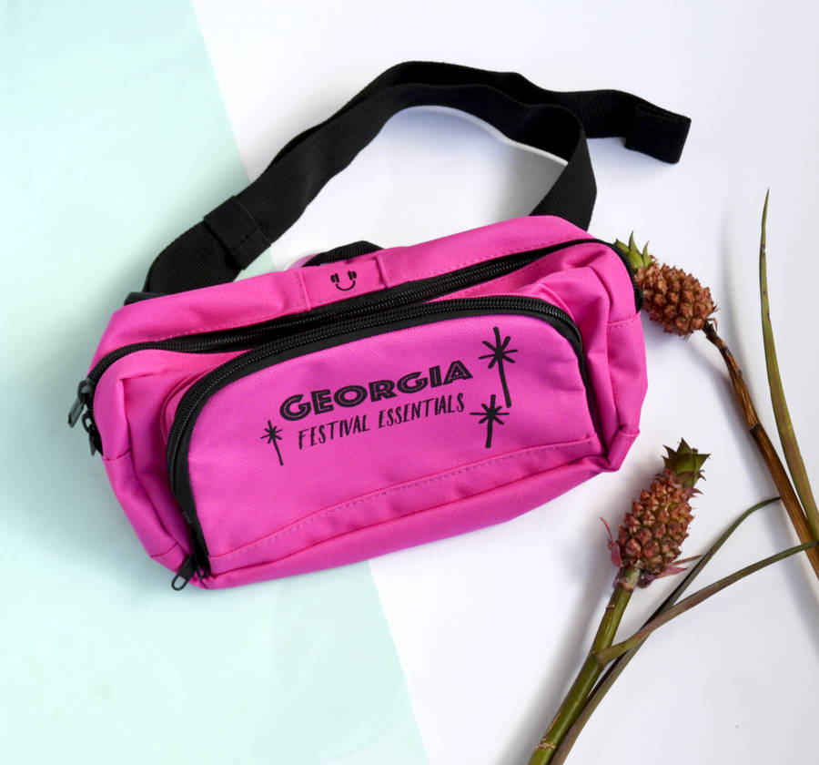 Personalised Bum Bag, Black/White