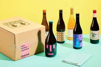 Wine box with funky wine bottle