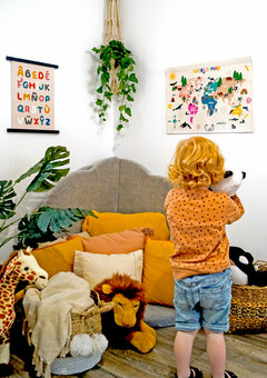 Bedroom decor, wall hanging, alphabet, world map, colourful, animals, kids, children 