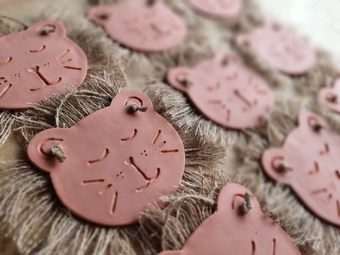 Handmade Clay Lion Face Hanging 