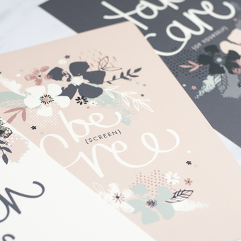 scandi floral typography print