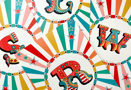 A selection of Abel and The Label Circus Initial Prints