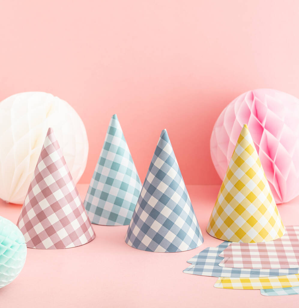 Pastel Gingham Party Hats
