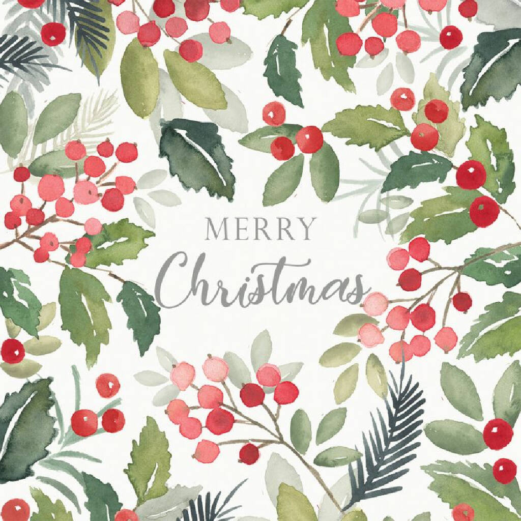 Merry Christmas Festive Berry Paper Napkins