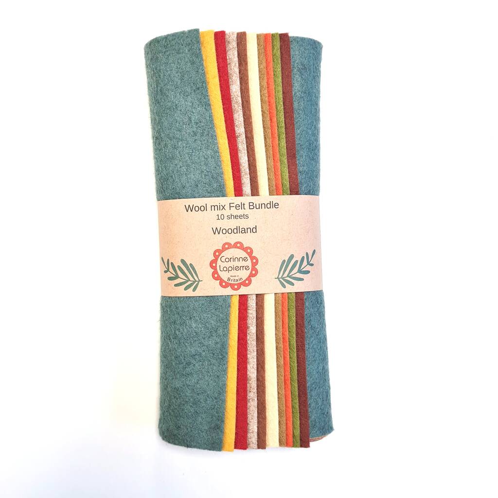 Wool Mix Felt Bundle Of 10 Squares Woodland Theme