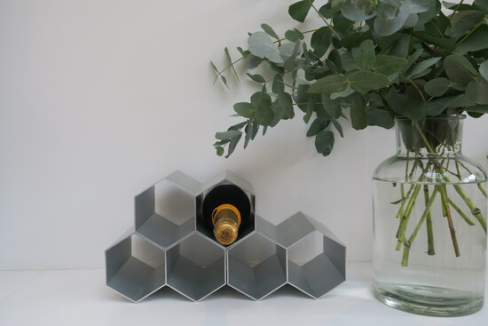 Hexagonal wine racks in grey