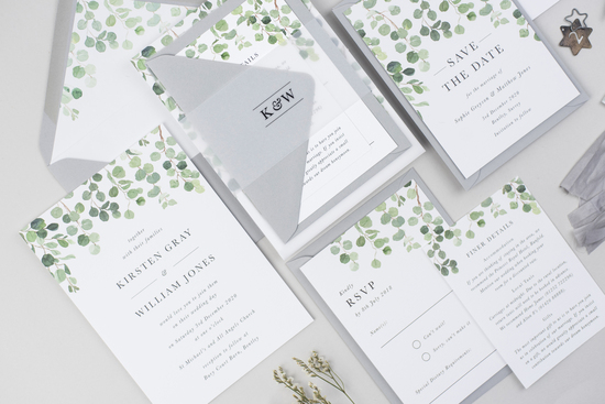 Pear Paper Co Eucalyptus Wedding Invitation Suite