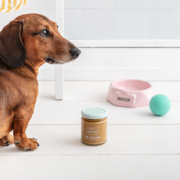 Dachshund with Fluff & Crumble Peanut Butter for Dogs