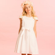 Girls White Cotton Embroidered Party Dress