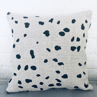 Natural cotton linen print cushion