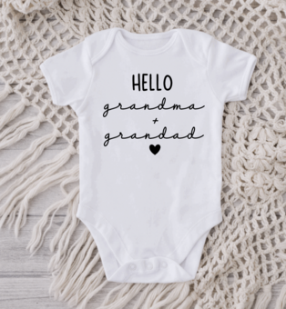Hello Grandma Grandad Baby Announcement Vest