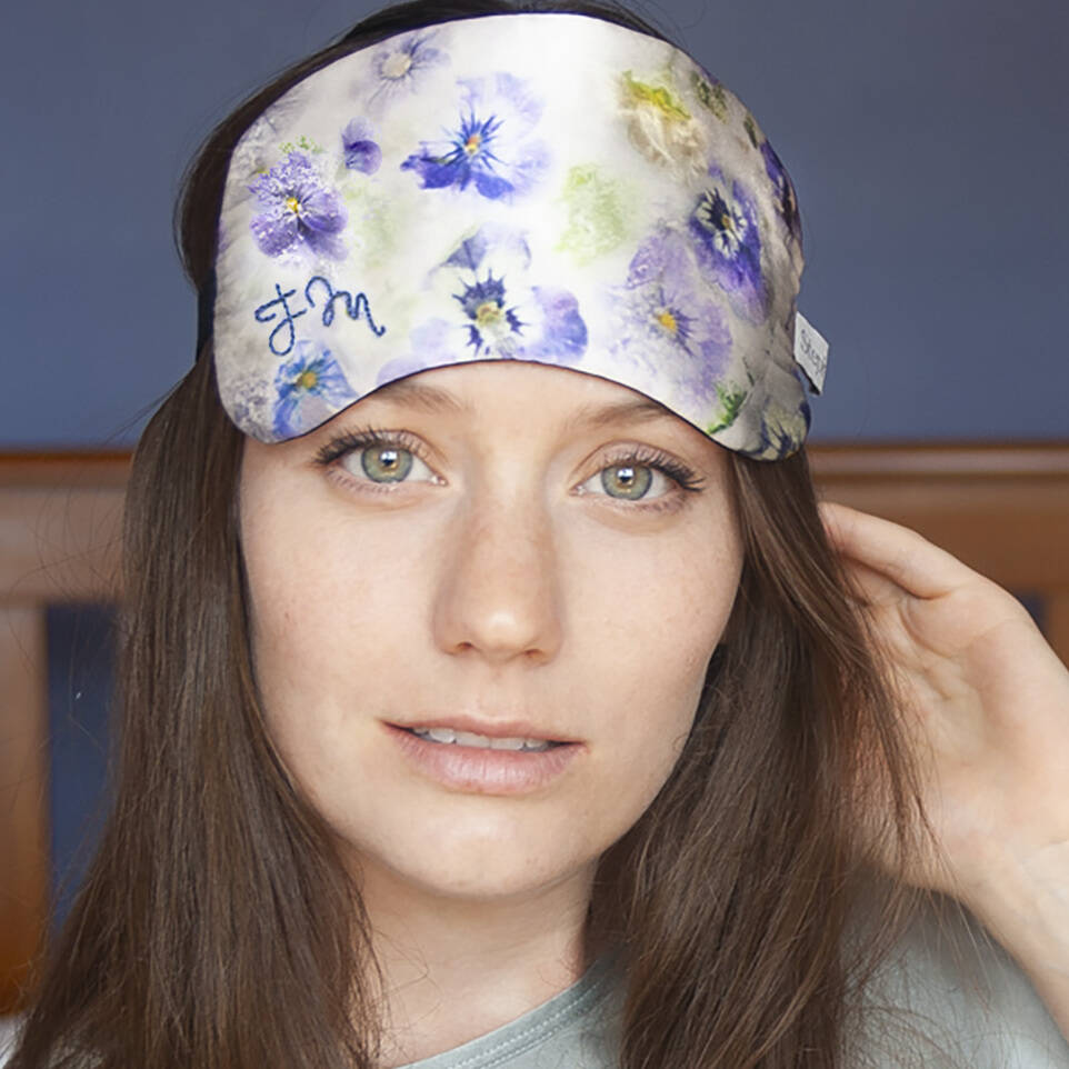 Monogrammed Silk Eye Mask  