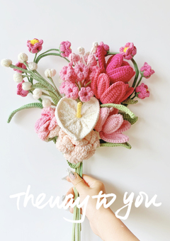 The Way to You pink color crochet flower bouquet