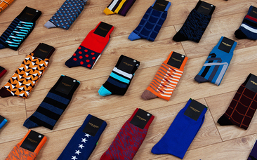 A small collection of the diverse colours and styles of Peper Harow socks