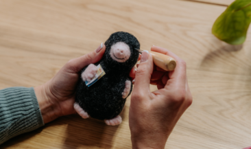 Needle felting mr mole