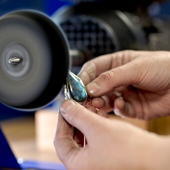 Each piece of jewellery is made in our small island workshop