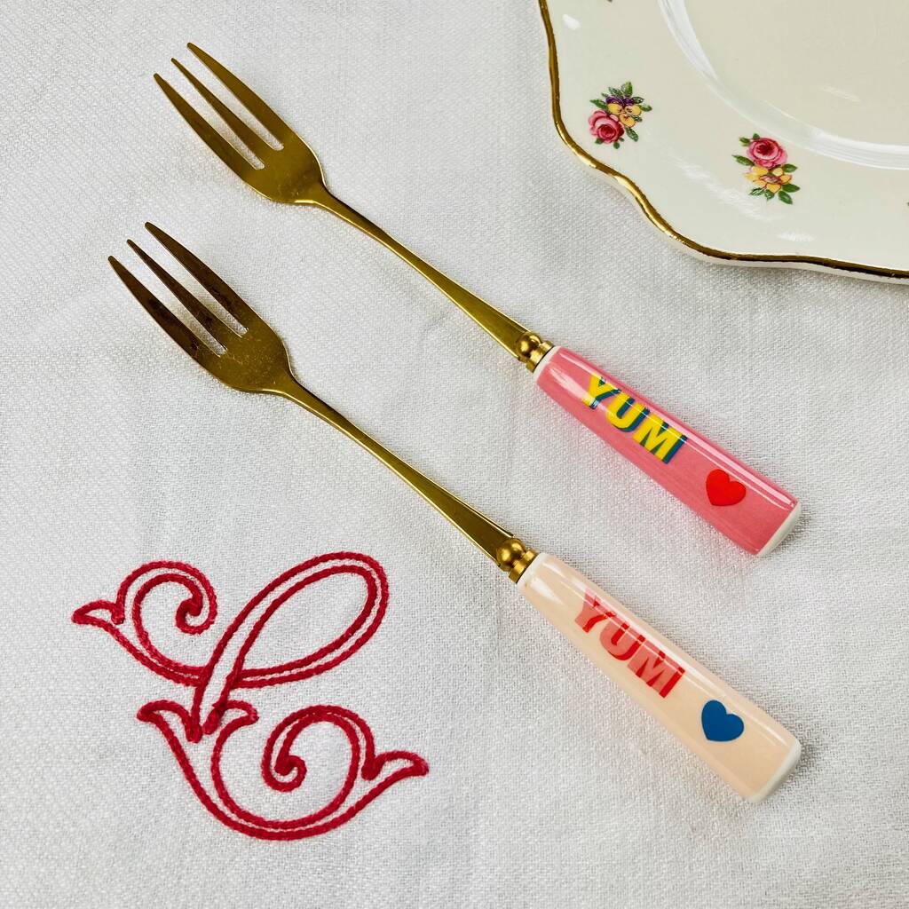 A Pair Of Fun, Coloured Cake Forks