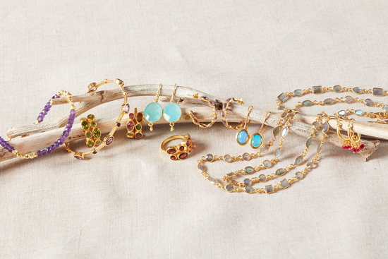 multicoloured tourmaline pebble necklace