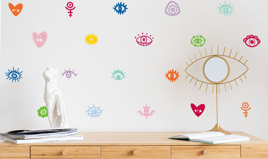 colourful evil eye wall decals stickers in room