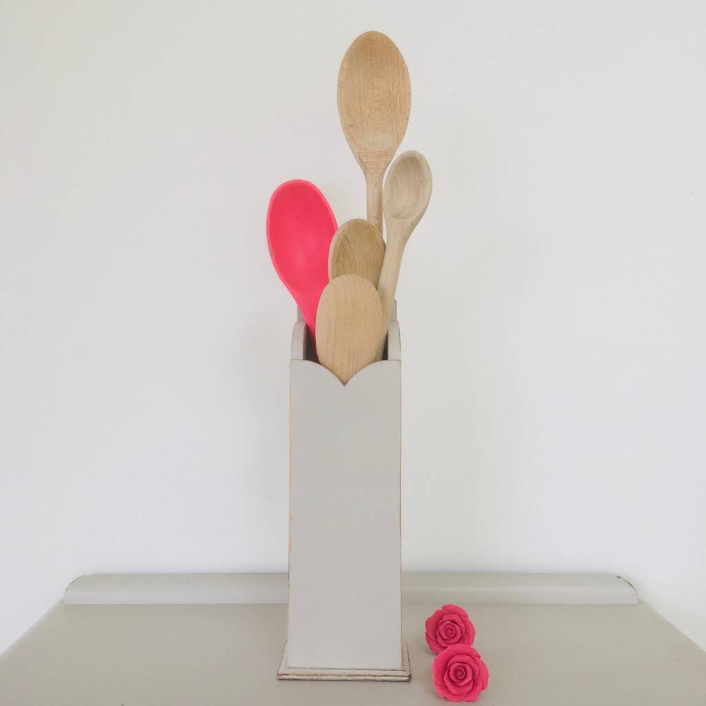 Antique Wooden Kitchen Utensil Holder