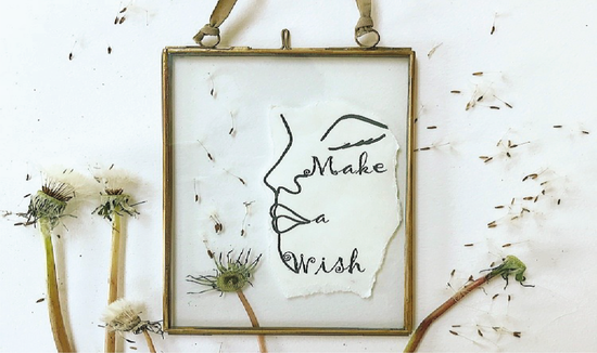 Make a Wish brass floating frame and dandelions