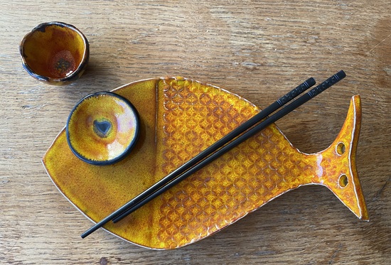 Handmade Goldfish Sushi Plate