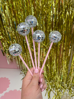disco ball drink stirrers - all her glory