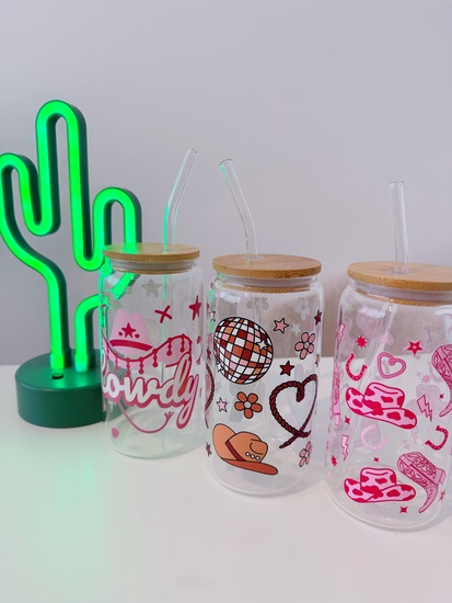 Country and western inspired glassware 