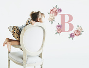 Blush Peony Personalised Initial wall sticker set. 