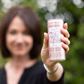 A can of our delicious, dry rosé from the South of France.