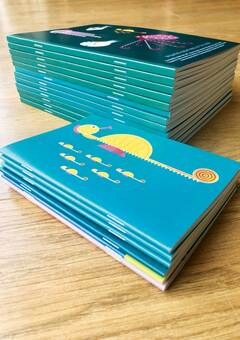 Stacked Seahorse notebooks designed by Ellie Good Illustration