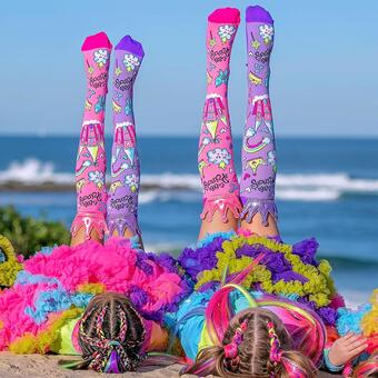 Madmia Socks are bright, funky and different. Express your individuality with these uniquely embellished socks. From baby to adult sizes we cater for all.