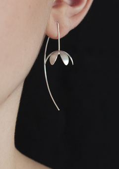 Long Silver Daisy earrings by Gabriella Casemore